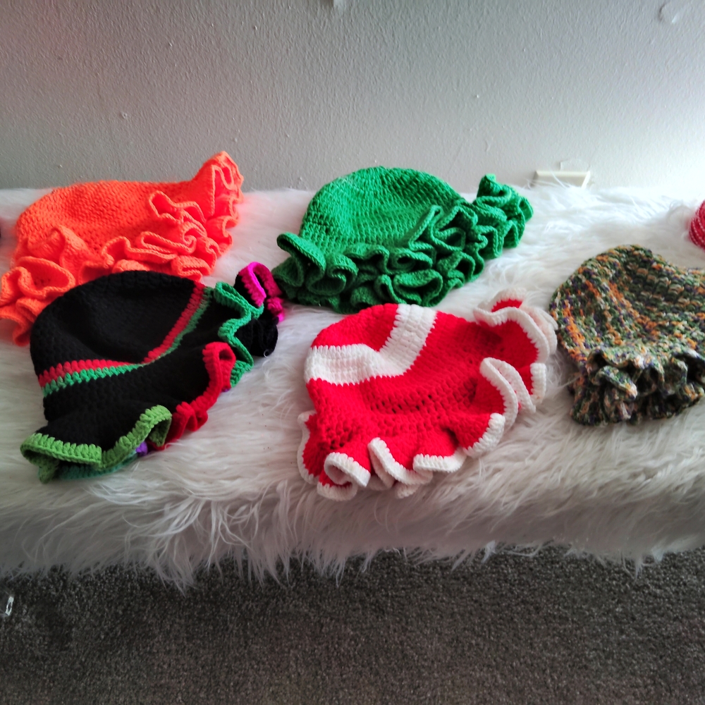 Colorful Ruffled Knit Hats - Picture 2 of 3